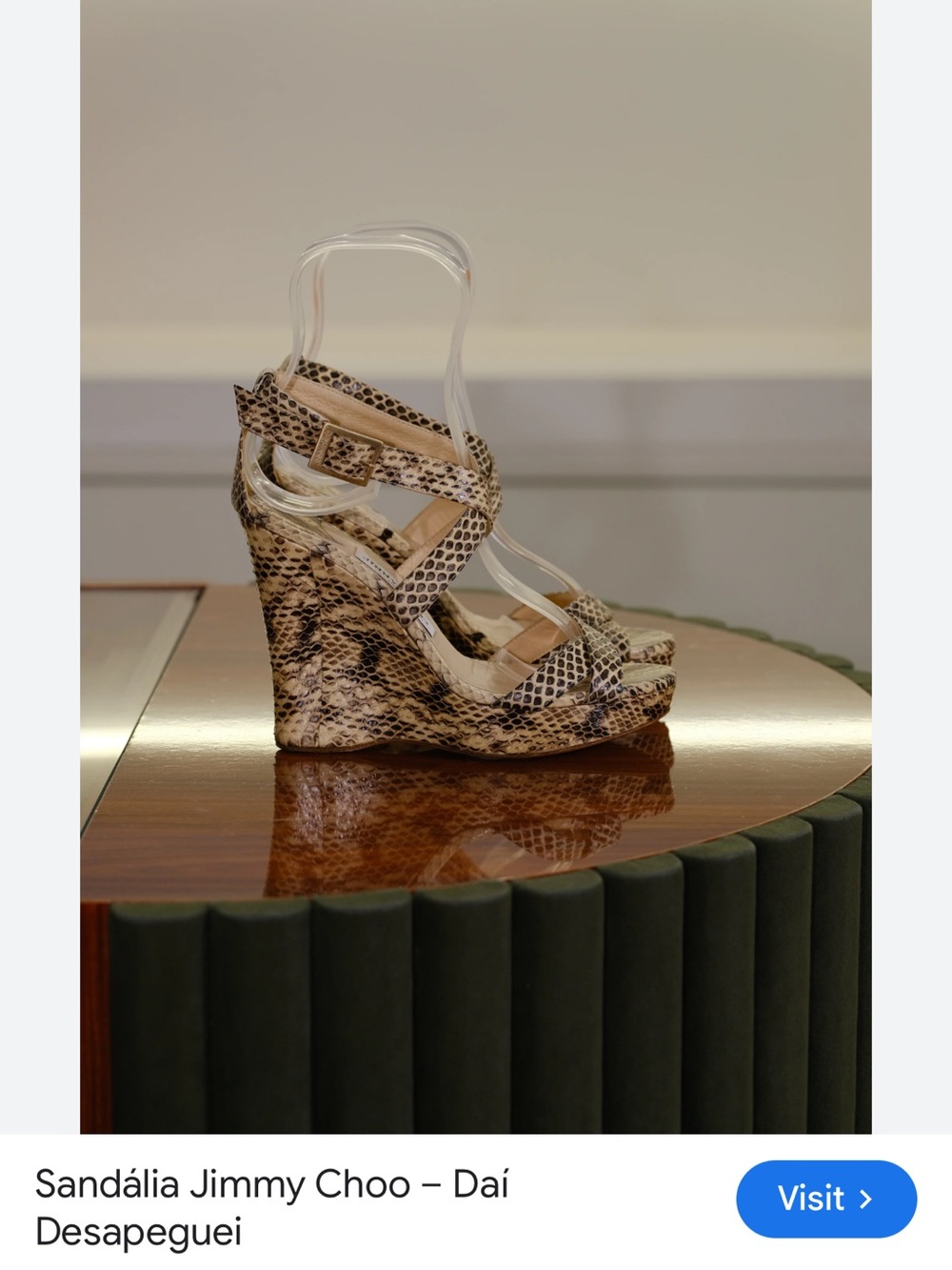 Vía spy Beige Snake-Print Wedge Sandals